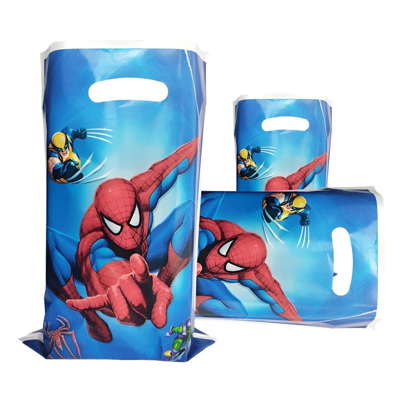 10 Bolsas Para Piñata Spiderman Bolsas Para Dulce Fiesta Color Azul Tamaño De La Piñata Grande - Vitrineon Cl