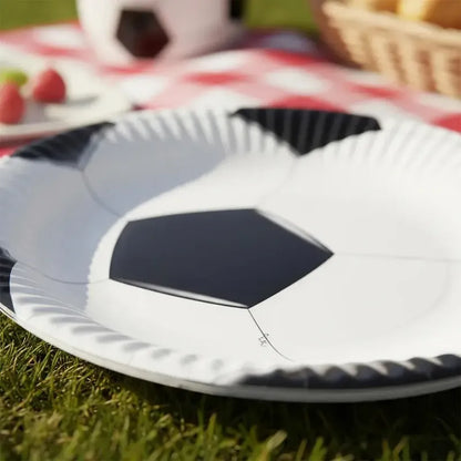 X10 Platos Cumpleaños Futbol Platos Desechable Decoracion  Blanco Y Negro 10 Platos
