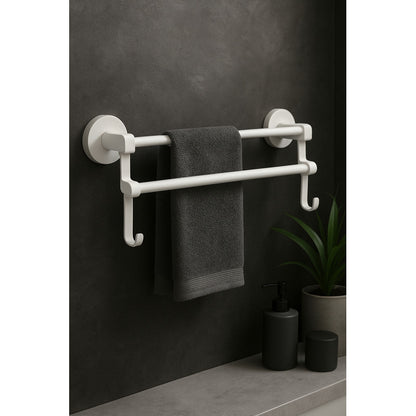 Toallero Doble Barra Soporte Colgador Baño Cocina 50cm