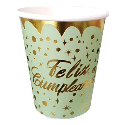 10 Vasos Desechables Cumpleaños Decoracion Feliz Cumpleaños