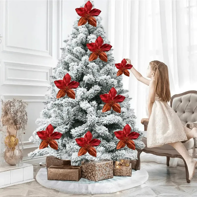 6 Flores Navideñas Adornos Arbol Navidad Flores Decoración