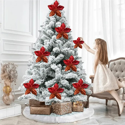 6 Flores Navideñas Adornos Arbol Navidad Flores Decoración