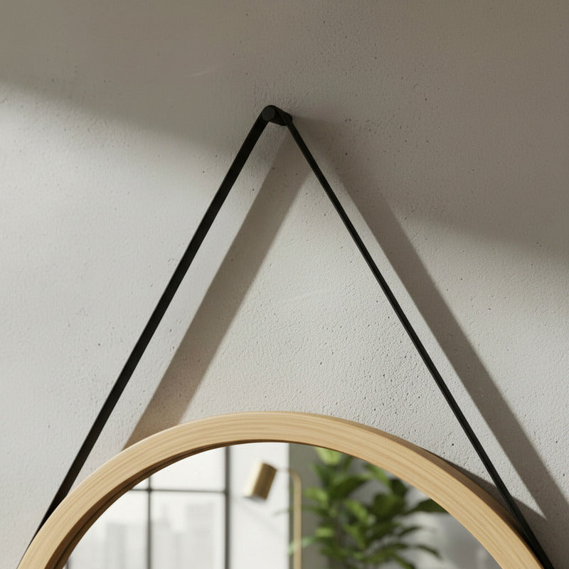 Espejo Redondo Colgante Bambu Decorativo Espejo Pared 25 Cm Bambú