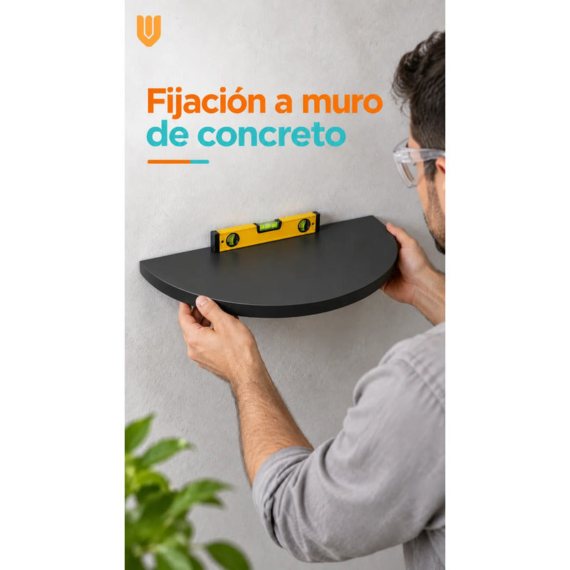 Repisa Flotante Semicircular Mdf Negro 45cm Vitrineon Cl Negro Repisa Mural Flotante Estante Decorativo Organización Recibidor Living Oficina Madera Mdf Muro Concreto Vestidor 45cm