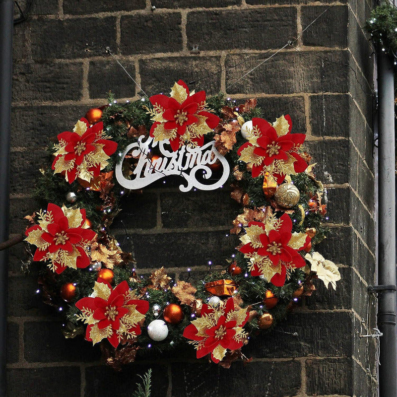 6 Flores Navideñas Adornos Arbol Navidad Flores Decoración