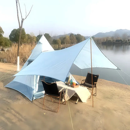 Carpas De Camping Carpa Doble Capa 4 Personas Mosquitero Camping Celeste
