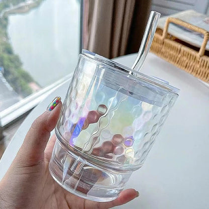 Pack X4 Vasos Con Bombilla Transparente Vaso De Vidrio Jugos