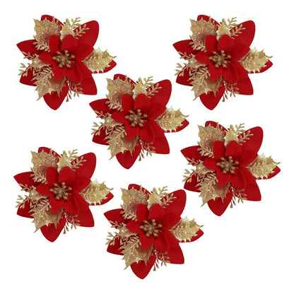 6 Flores Navideñas Adornos Arbol Navidad Flores Decoración
