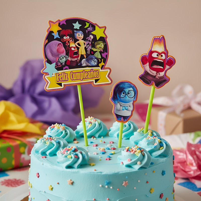 Topper Torta Cotillon Topper Cup Cake Fiestas Intensamente