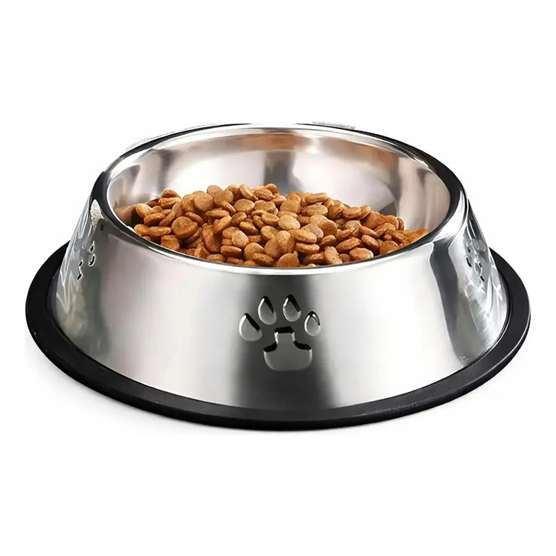 Vitrineon Plato Firme Antideslizante Acero Inoxidable 26 Cm Plateado Brillante Acero Inoxidable Tono Metalico Elegante Resistente Corrosion Visual Limpio Mascotas Estilo Moderno Durabilidad