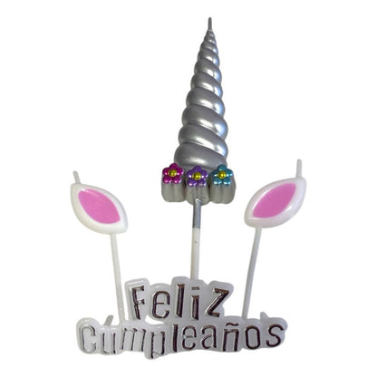Set 4 Velas De Cumpleaños Adornos Para Tortas Unicornio
