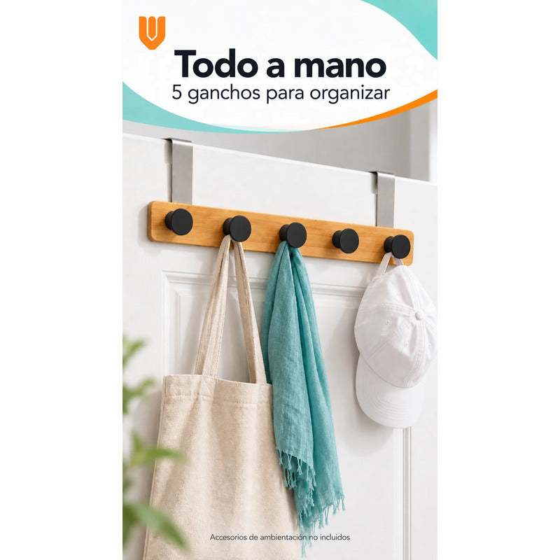 Perchero Ropa Madera 40cm Negro 5 Ganchos Vitrineon Cl Negro Perchero Puerta Bambú Blanco Cinco Ganchos Colgador Ropa Toallas Bolsos Organizador Horizontal Dormitorio Entrada Hogar 40cm