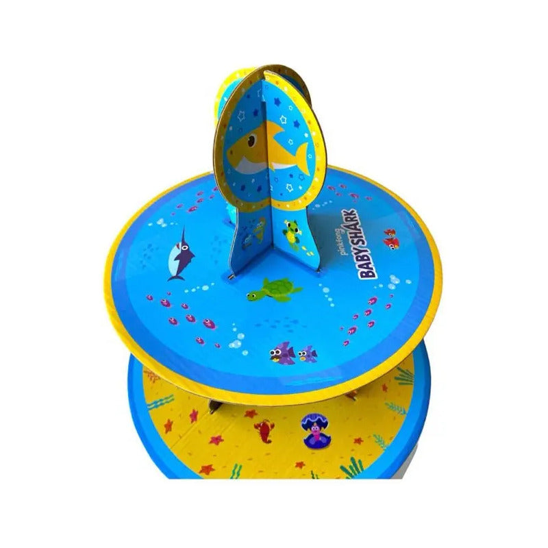 Porta Cupcakes Baby Shark Torre Porta Cupcake Baby Shark Celeste
