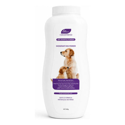 Shampoo Seco Perro Desenredante Anticaida Pelo Polvo Higiene Shampoo Seco Perro Polvo 200 G Baño Seco Desodorizante Desenredante Anticaída Pelo Higiene Limpieza Rápida Pelaje Suave - 200g