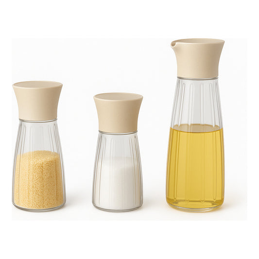 Set Frascos Vidrio Aceite Vinagre Sal Pimienta Cocina