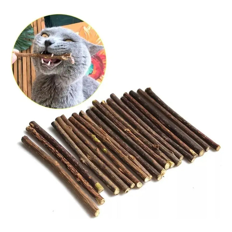 10 Snack Para Gatos Palitos Hierba Gatera Juguete Yerba Gato Marrón