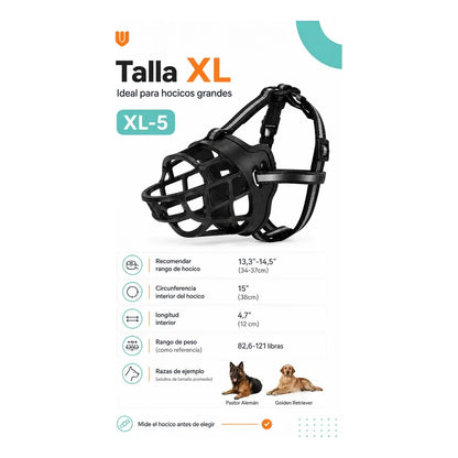 Bozal Perro Xl Vitrineon Cl Caucho Ajustable Antiescape