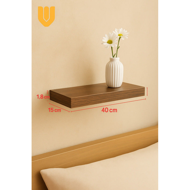 3 Repisa Flotante Dormitorio Baño Estantes Pared Mdf 40x15cm Marrón