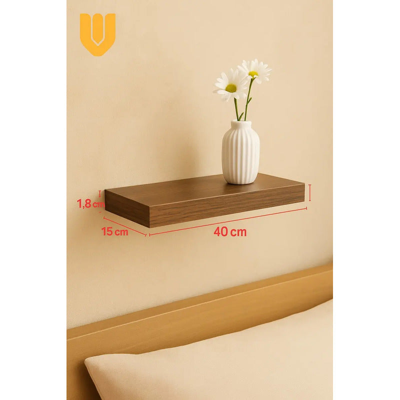 4 Repisa Flotante Dormitorio Baño Estantes Pared Mdf 40x15cm Marrón