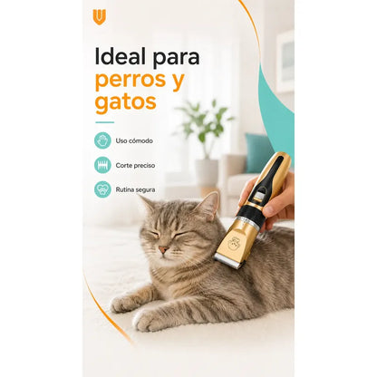 Maquina Cortar Pelo Perros Gatos Mascotas Peluqueria Kit Dorado Pequeño