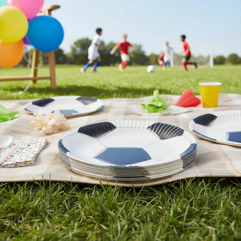 X10 Platos Cumpleaños Futbol Platos Desechable Decoracion  10 Platos