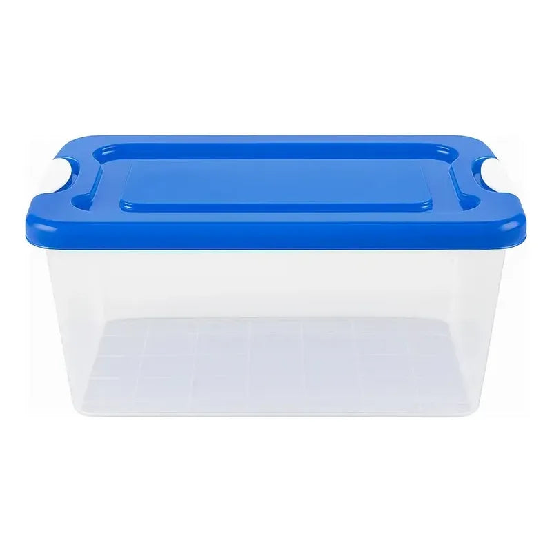 Caja Transparente Ropa Juguete Oficina Almacenamiento Caja Almacenamiento Apilable Diseño Minimalista Organizacion Hogar Optimizacion Espacio Contenedor Funcional Moderno Cristal Claro Azul...