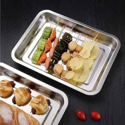 X4 Bandeja Para Horno Bandeja De Acero Inoxidable Multiuso  Gris Claro
