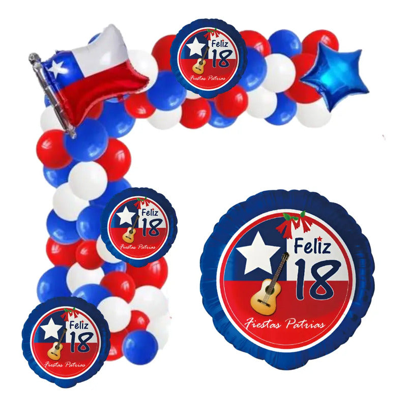 Globos Decorativos Fiestas Patrias Bandera Chile Decoracion Azul