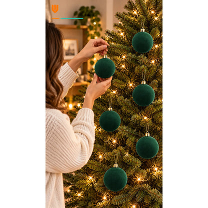 6 Esferas Navidad Adorno Piel Durazno Bolas Decorar 8cm Esferas Navidad Adorno Piel Durazno Bolas Decorar 8cm Verde Esferas... 8cm