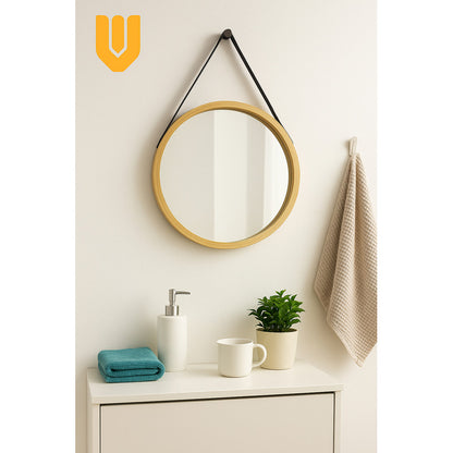 Espejo Redondo Colgante Bambu Decorativo Espejo Pared 25 Cm Bambú