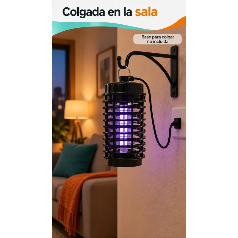 Lampara Mata Mosquitos Moscas Zancudos Luz Ultravioleta Negro Mata Mosquitos Matamosquitos Mata Zancudos Lámpara Eléctrica Led Negra Rejilla Exterior Cable 220 V Interior