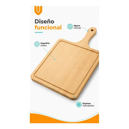 8 Tabla Pizza Tabla Picoteo Tabla Picar Madera Bambu 27x30cm Tabla Cuadrada Tabla Bambu Pizza Picoteo Madera Rectangular 27x30cm Espesor 8mm Mango Quesos Aperitivos Cocina 27x30