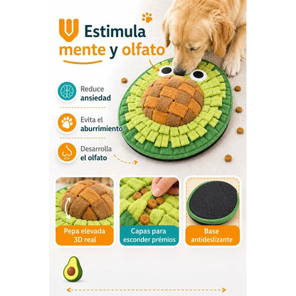 Alfombra Olfativa Palta Perros Juguete Mental Antiestres Col Color Verde Palta Aguacate Natural Tonos Hoja Selva Mascotas Canino Estimulacion Sensorial Juego Interactivo Lavable