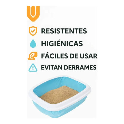 24 Bolsas Arenero Gatos Bolsa Sanitarias Desechables 60x50cm Bolsas Arenero Gato Desechables 60 X 50 Cm Pack 12 Sanitario Multicolor Resistentes Grandes Higiene Mascotas Premium Transparente