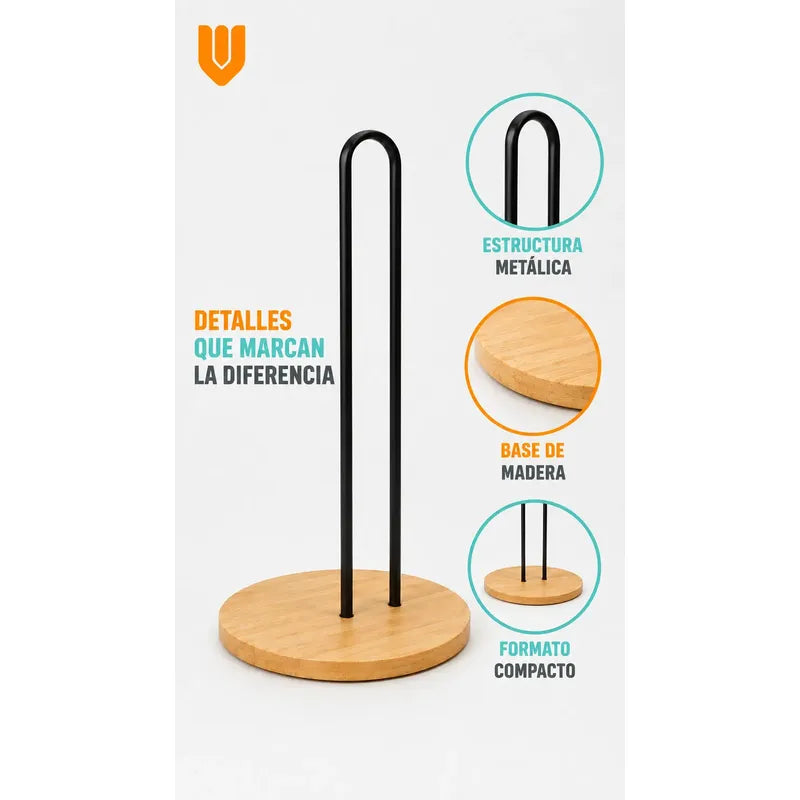 2 Soportes Toalla Nova Verticales Porta Rollos Papel Cocina Marrón