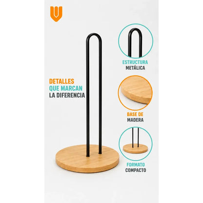 2 Soportes Toalla Nova Verticales Porta Rollos Papel Cocina Marrón