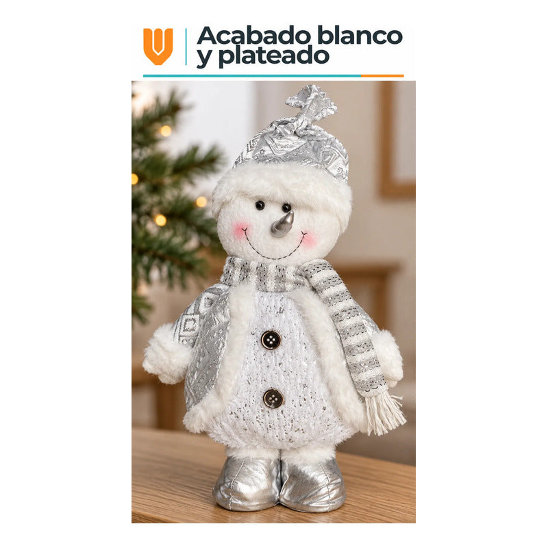 Muñeco Nieve Navideño 62cm Retraible Decorativo Figura Blanco Muñeco Adorno Navideño Muñeco Papá Noel Viejito Pascuero Santa Claus Gorro Barba Blanca Figura Verdes Cascabel 62cm Retraible