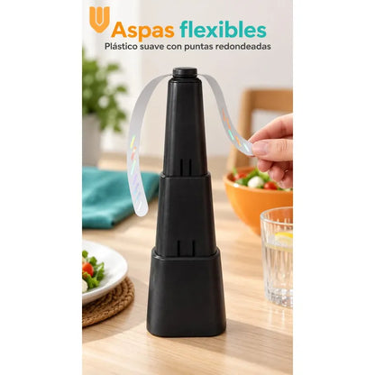 Ventilador Espanta Moscas Mosquitos Portatil Silencioso Negro Espantamoscas Portátil Mesa Ahuyentador Moscas Aspas Suaves Reflectantes Negro 2 Pilas Aa Cocina Comedor Terraza