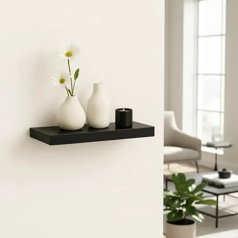 Repisa Vitrineon Flotante Mdf 60x15 Estante Pared Moderno Negro
