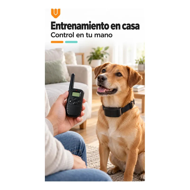 Collar Perro Entrenamiento Electrico Control Remoto Negro Collar Canino Correa Ajustable Tejida Hebilla Receptor Control Remoto Pantalla Pilas Incluidas Entrenamiento