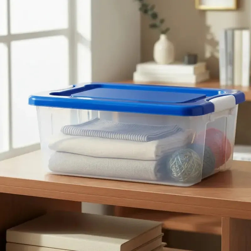 Caja Organizadora Transparente Apilable Tapa Multiuso 28l Di Transparente Liso