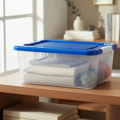 Caja Organizadora Transparente Apilable Tapa Multiuso 28l Di Transparente Liso