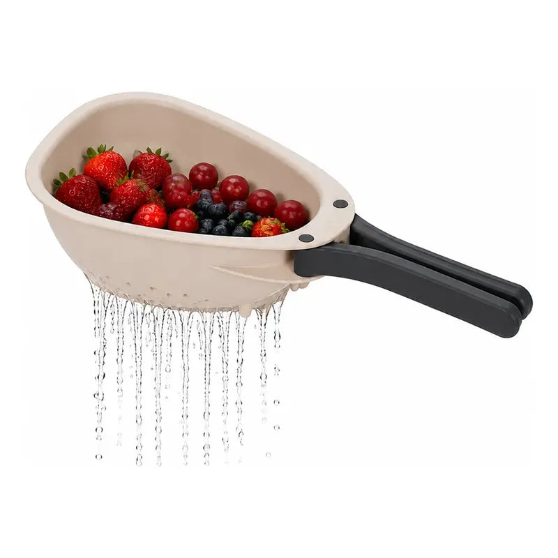 Colador Escurridor Plástico Asas Plegable Frutas Verduras Colador Escurridor Cocina Frutas Verduras Mini Asas Plegables Plástico Beige Compacto Perforado Drenaje