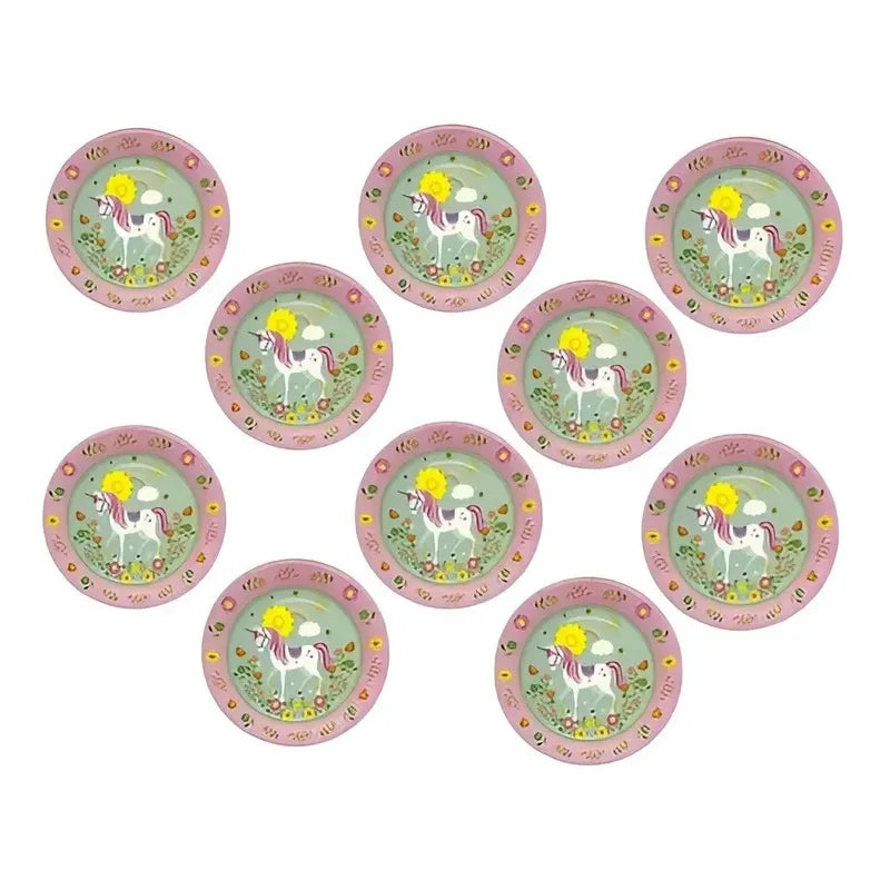 Set Platos Vasos Servilletas Decoración Cumpleaños Unicornio Unicornio