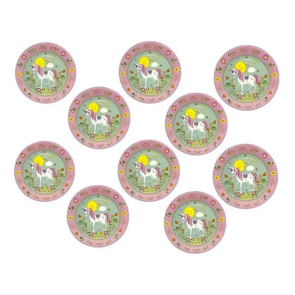 Set Platos Vasos Servilletas Decoración Cumpleaños Unicornio Unicornio
