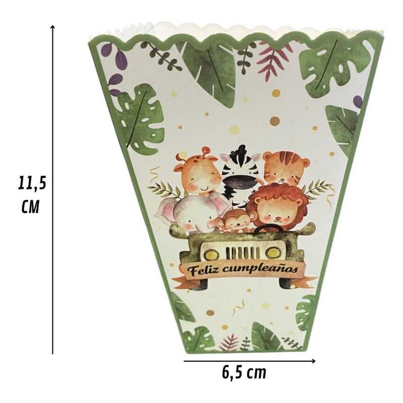 X18 Cajas Cabritas Palomitas Safari Decoracion De Cumpleaños Verde Musgo