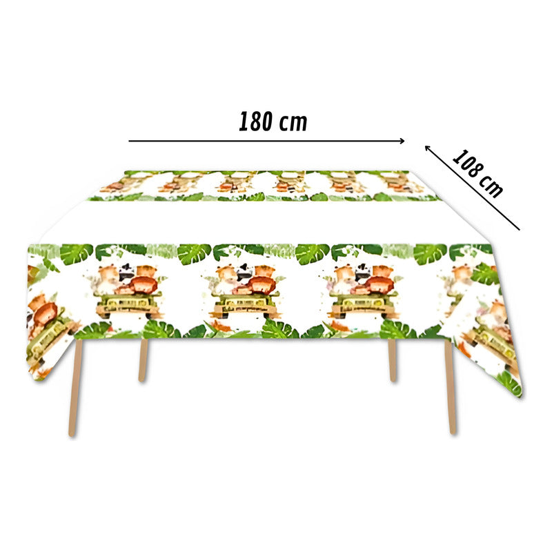 2 Mantel Decoracion De Fiestas Safari Cumpleaños Feliz Fiest