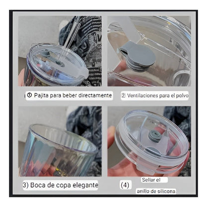 Vasos Con Bombilla Bombillas Reutilizables Tazas Transparent