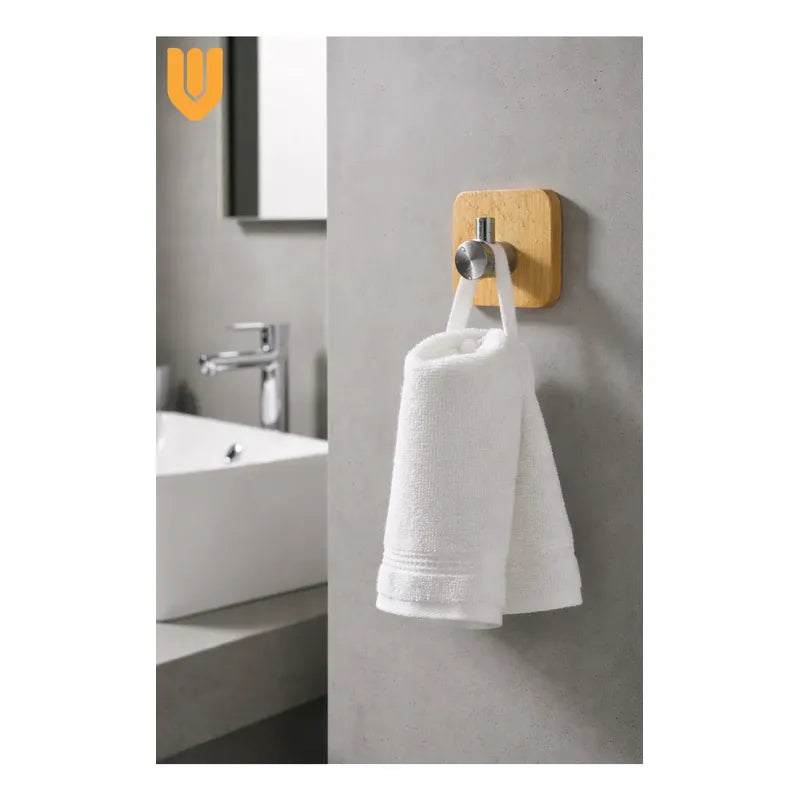 Colgador Perchero Pared Bambu Acero Inoxidable Adhesivo Bambú