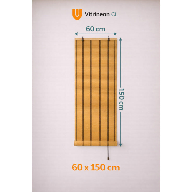 Cortina Roller Bambu Enrollable Ventana Cocina Living 60x150 Marrón Bambu Natural Decorativo Roller Enrollable Madera Rayas Control Luz Estilo Nordico Ventanas Hogar Oficina